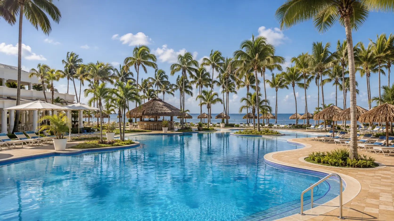 la-romana-playa-nueva-resort-pool Lagoon-style pool beside the Caribbean Sea in Playa Nueva Romana